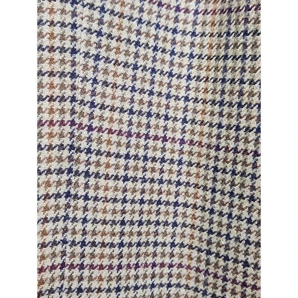 Vtg Tommy Hilfiger Brown Wool Blazer Jacket 43L‎ 3-Button USA 90s Houndstooth
